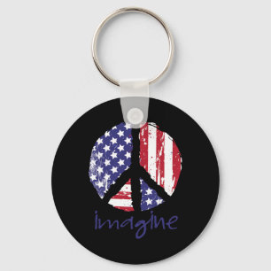 Chaveiro Imagine Paz Bandeira Americana Usa Sinal De Paz 4