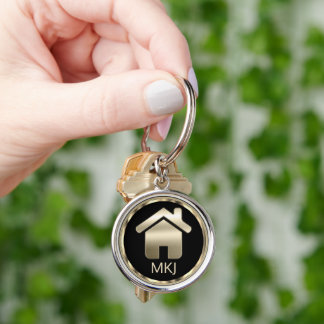 Chaveiro Imobiliário Preto e Dourado - Monograma