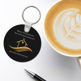 Chaveiro Imobilizador Dourado de Casa Preta Imobiliária