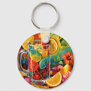 Chaveiro Impasto de pintura a óleo de coquetel de verão tro