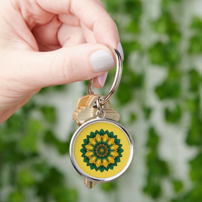 Chaveiro Imperial Solar Flower Mandala Luxury Keychain  (Mão)
