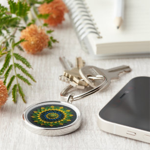 Chaveiro Imperial Solar Leaf Mandala Luxury Keychain 