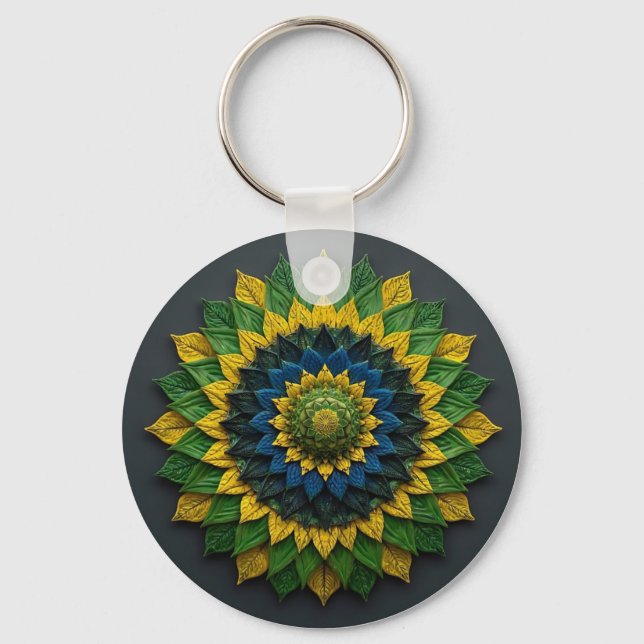 Chaveiro Imperial Solar Leaf Mandala Luxury Keychain - Emer (Frente)