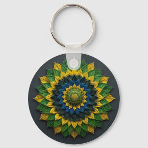 Chaveiro Imperial Solar Leaf Mandala Luxury Keychain - Emer