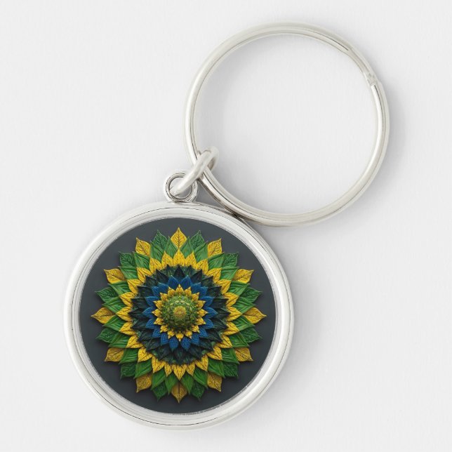 Chaveiro Imperial Solar Leaf Mandala Luxury Keychain - Emer (Frente)