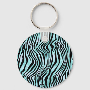 Chaveiro Impressão Animal Azul Brilhante Pele de Zebra Turq