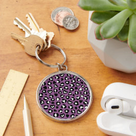 Chaveiro Impressão Animal, Leopardo Roxo, Manchas de Chita,