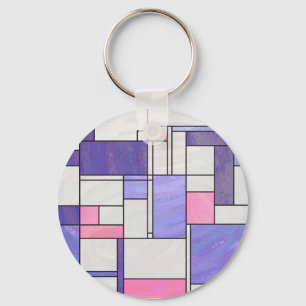 Chaveiro Impressão branco roxo mondriano