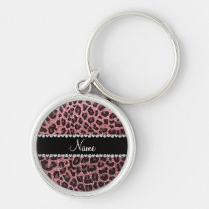 Chaveiro Impressão da leopardo da rosa claro de nome person