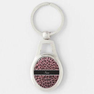 Chaveiro Impressão da leopardo da rosa claro de nome person