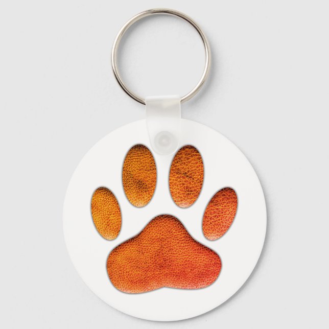 Chaveiro Impressão da Vintage Leather Texture Dog Paw (Frente)