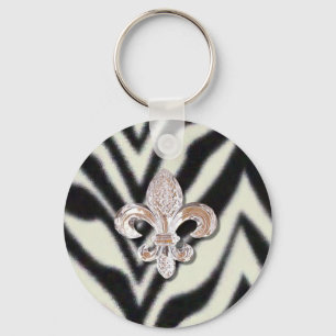 Chaveiro Impressão da zebra de Flor da flor de lis