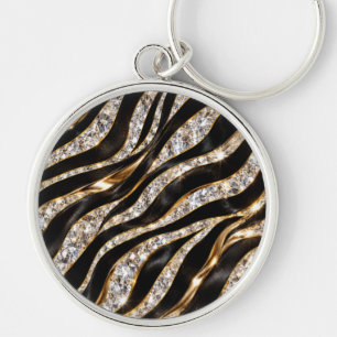 Chaveiro Impressão de Animal Cristal Zebra Luxo