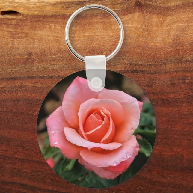 Chaveiro Impressão de Arte Botânica Rosa Romântica (Verso)