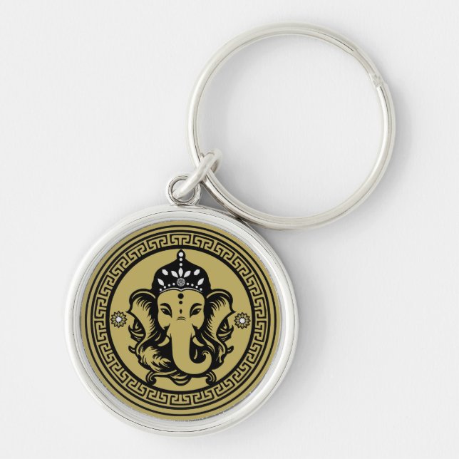 Chaveiro Impressão de Arte Hindu com Tema Ganesha (Frente)