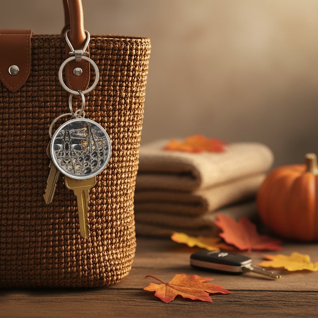 Chaveiro Impressão de Couro de Couro Castanho Americano All (Brown American Alligator Skin Texture Keychain
)