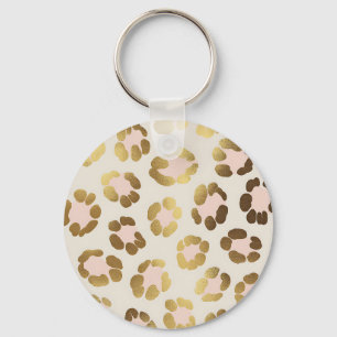 Chaveiro Impressão de leopardo dourado e rosa pastel Chic A