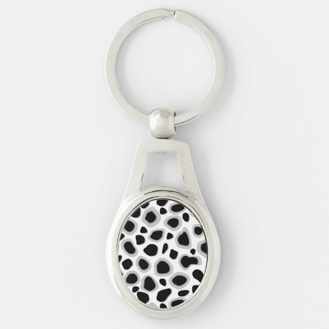 Chaveiro Impressão de Leopardo - Preto e Branco (Frente)