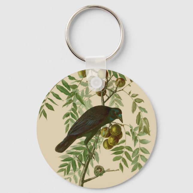 Chaveiro Impressão de pássaro rouxinol-púrpura de Audubon V (Frente)