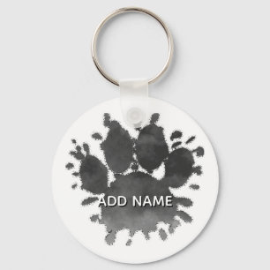 Chaveiro Impressão de Pata de Cachorro Aquarela Nome Person