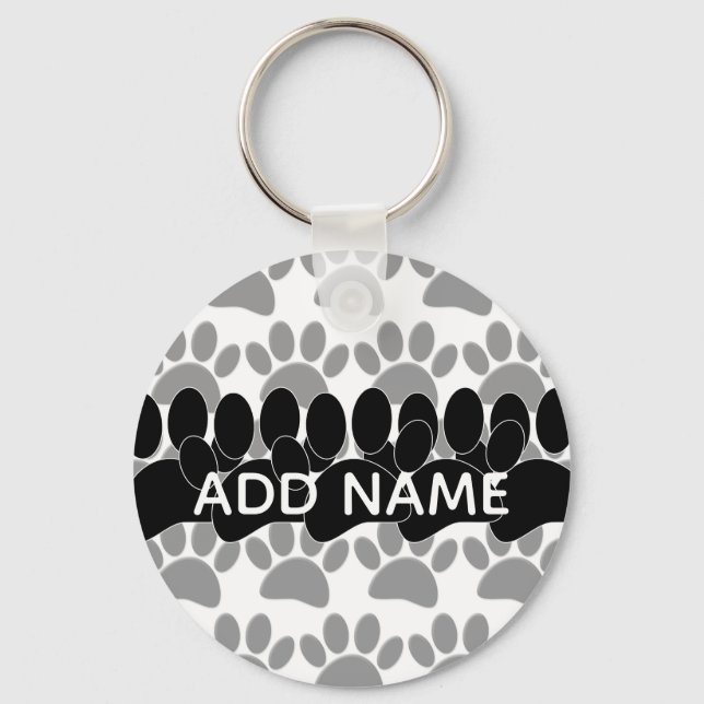 Chaveiro Impressão de Pata de Cachorro Nome Personalizado (Verso)
