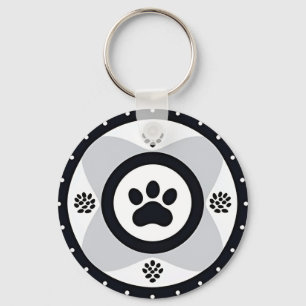 Chaveiro Impressão de Paw com Elementos Decorativos