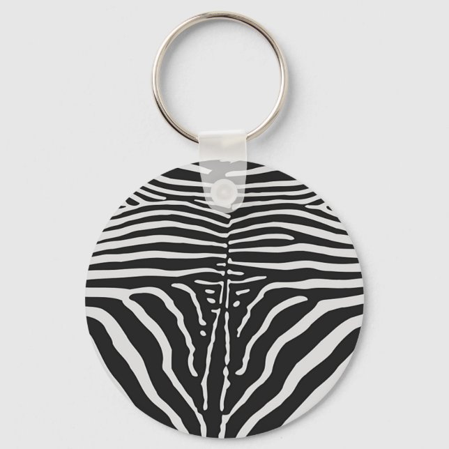 Chaveiro Impressão de pele Zebra Autêntica - faixa branca p (Frente)