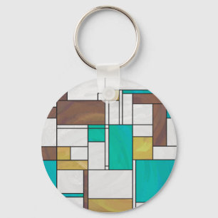 Chaveiro Impressão de Teal Amarelo Mondrian