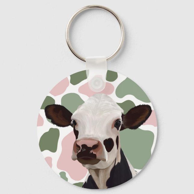 Chaveiro Impressão de Vaca-Vaca-Vaca-Vaca Verde-Rosa (Frente)