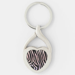 Chaveiro Impressão de Zebra Preta e Rosa