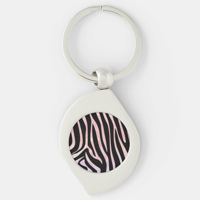Chaveiro Impressão de Zebra Preta e Rosa (Frente)