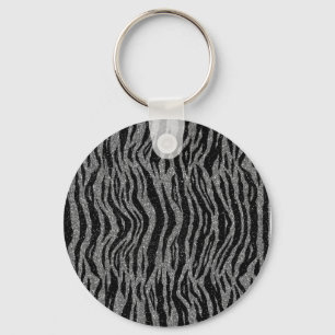 Chaveiro Impressão de Zebra Preto e Cinza Prata