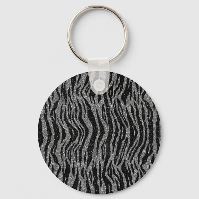 Chaveiro Impressão de Zebra Preto e Cinza Prata (Frente)