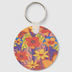 Chaveiro Impressão do Jardim Laranja Bold Bohemian