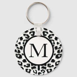 Chaveiro Impressão do leopardo de neve com monograma feito