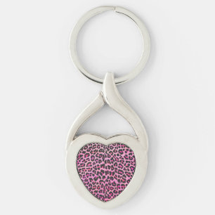 Chaveiro Impressão do rosa preto e quente do leopardo