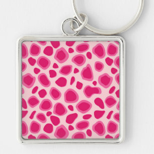 Chaveiro Impressão Leopard - Fúcsia e rosas claro