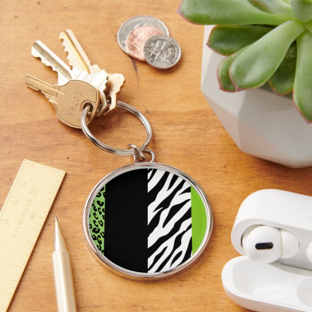 Chaveiro Impressão Leopardo, Impressão Zebra, Impressão Ani (Mesa)