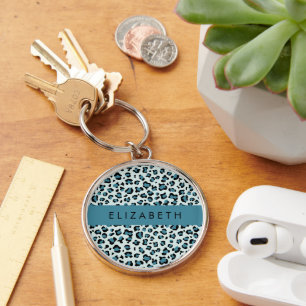 Chaveiro Impressão Leopardo, Manchas, Leopardo Azul, Seu No