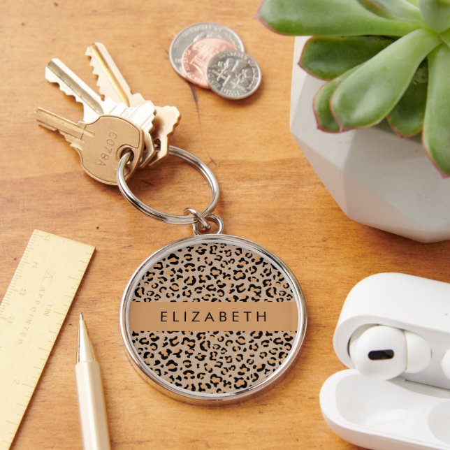 Chaveiro Impressão Leopardo, Manchas, Leopardo Marrom, Seu  (Mesa)