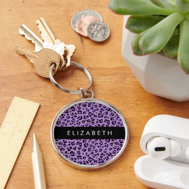 Chaveiro Impressão Leopardo, Manchas, Leopardo Roxo, Seu No (Mesa)