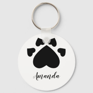 Chaveiro Impressão Monogramas de "Heart Puppy Paws"
