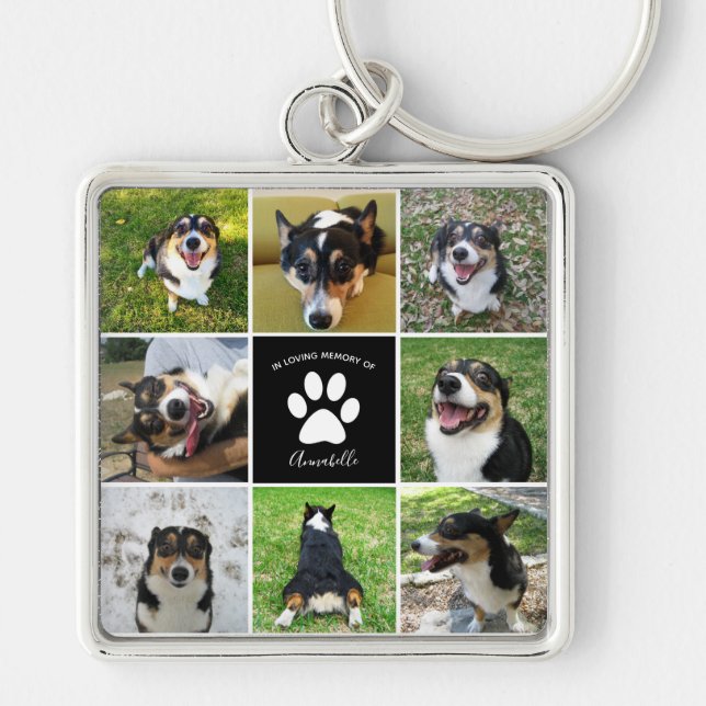 Chaveiro Impressão Pet Memorial Custom Dog Collage Paw (Frente)