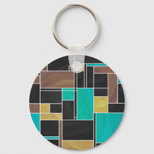 Chaveiro Impressão preto castanho-branco mondriano