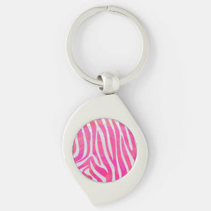 Chaveiro Impressão quente de rosa da zebra e branco