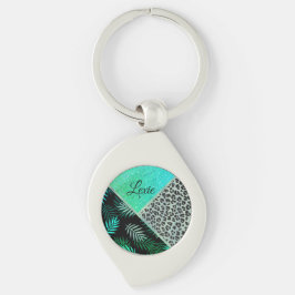 Chaveiro Impressão Tropical Leopardo de Teto com Glittery