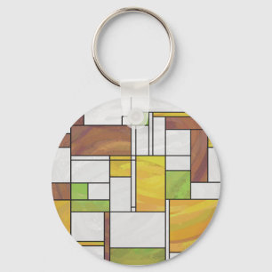 Chaveiro Impressão Verde Amarelo Mondrian