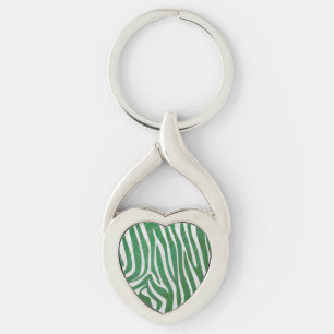 Chaveiro Impressão verde e branco da zebra