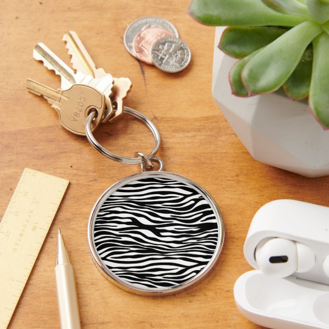 Chaveiro Impressão Zebra, Banhas Zebra, Preto E Branco (Mesa)