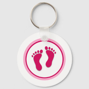 Chaveiro Impressões de Pé de Bebê Rosa